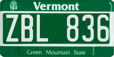 VT license plate ZBL836