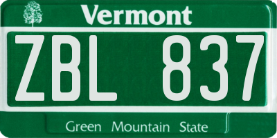 VT license plate ZBL837