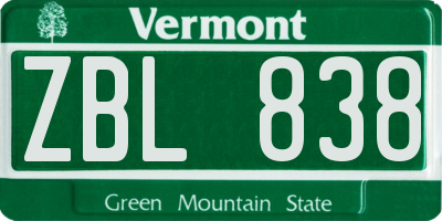VT license plate ZBL838