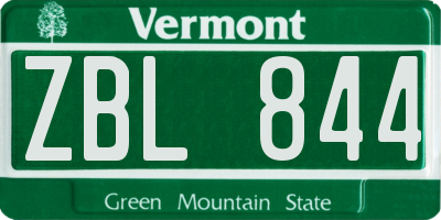 VT license plate ZBL844