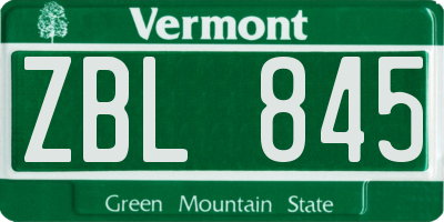 VT license plate ZBL845