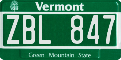 VT license plate ZBL847