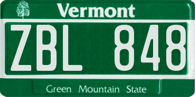 VT license plate ZBL848