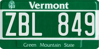 VT license plate ZBL849
