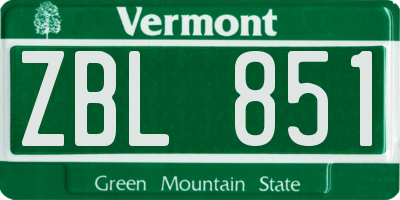 VT license plate ZBL851