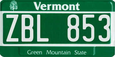 VT license plate ZBL853