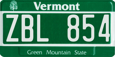 VT license plate ZBL854