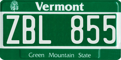 VT license plate ZBL855