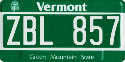 VT license plate ZBL857