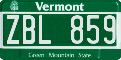 VT license plate ZBL859