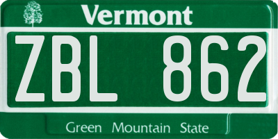 VT license plate ZBL862
