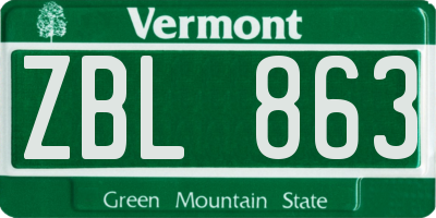 VT license plate ZBL863
