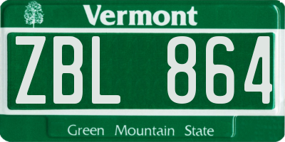 VT license plate ZBL864