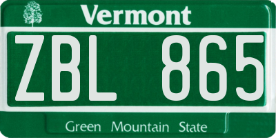 VT license plate ZBL865