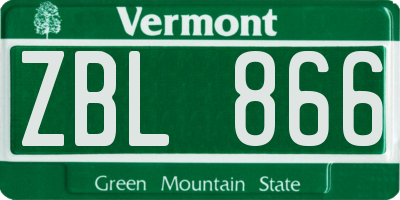 VT license plate ZBL866