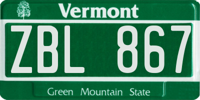 VT license plate ZBL867