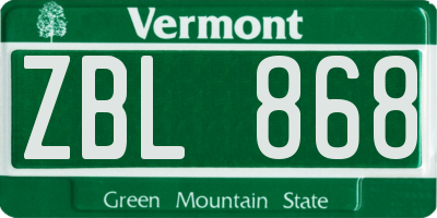 VT license plate ZBL868