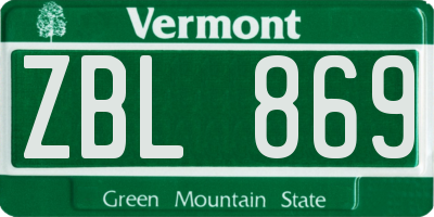 VT license plate ZBL869