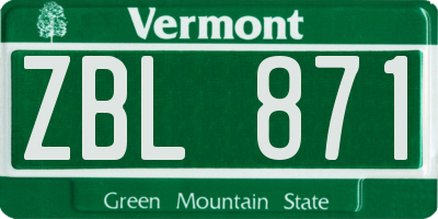 VT license plate ZBL871