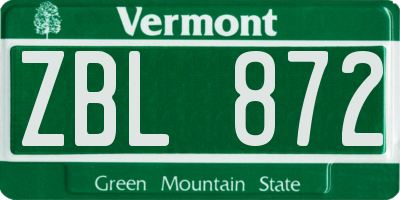 VT license plate ZBL872