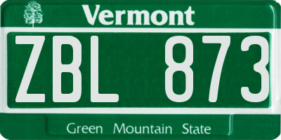 VT license plate ZBL873