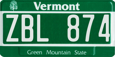VT license plate ZBL874