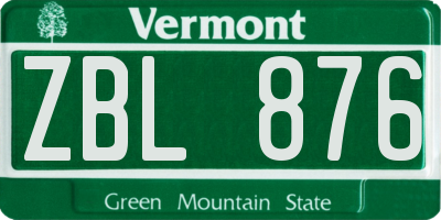 VT license plate ZBL876