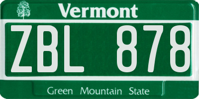 VT license plate ZBL878