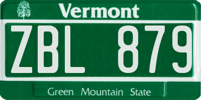 VT license plate ZBL879