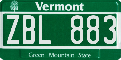 VT license plate ZBL883