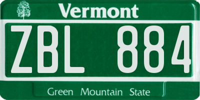 VT license plate ZBL884