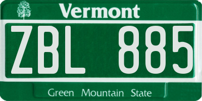 VT license plate ZBL885