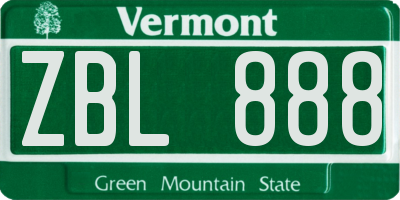 VT license plate ZBL888