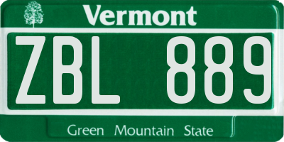 VT license plate ZBL889