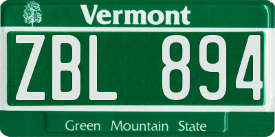 VT license plate ZBL894