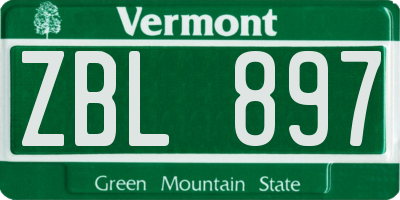 VT license plate ZBL897