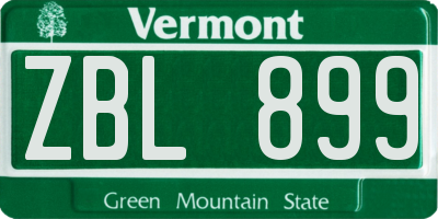 VT license plate ZBL899