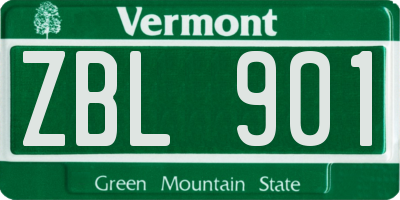 VT license plate ZBL901