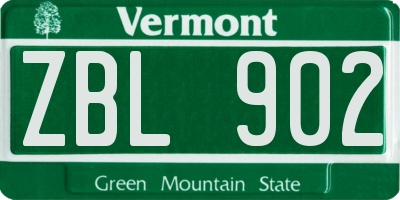 VT license plate ZBL902