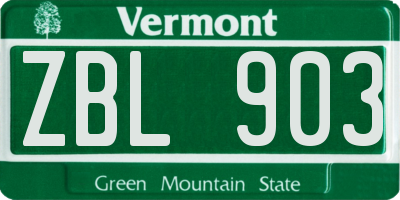 VT license plate ZBL903