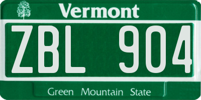 VT license plate ZBL904