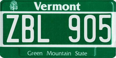 VT license plate ZBL905