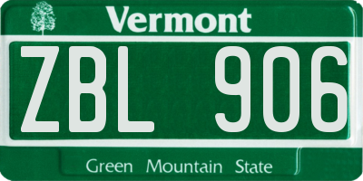 VT license plate ZBL906