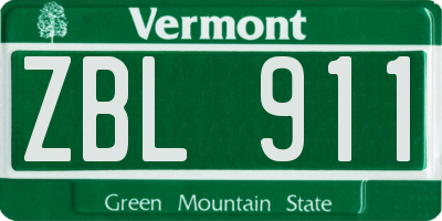 VT license plate ZBL911