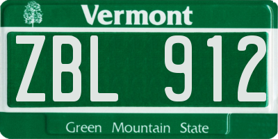 VT license plate ZBL912