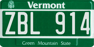VT license plate ZBL914