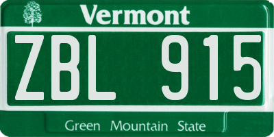 VT license plate ZBL915
