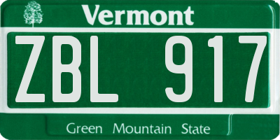 VT license plate ZBL917