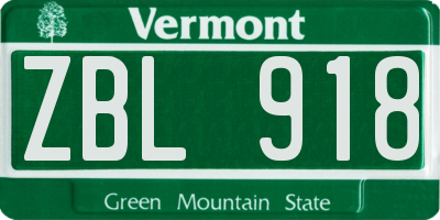 VT license plate ZBL918