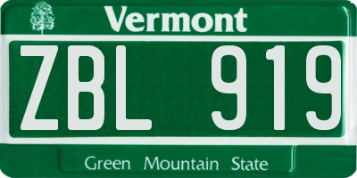 VT license plate ZBL919
